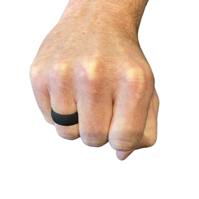 Hand Wearing Black Silicone Ring