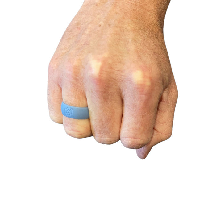 Hand Wearing Blue Silicone Ring