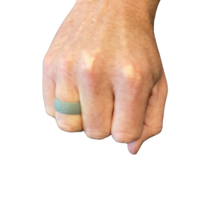 Hand Wearing Grey Silicone Ring