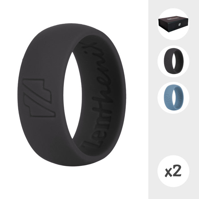 Black & Blue Silicone Rings 2 Pack