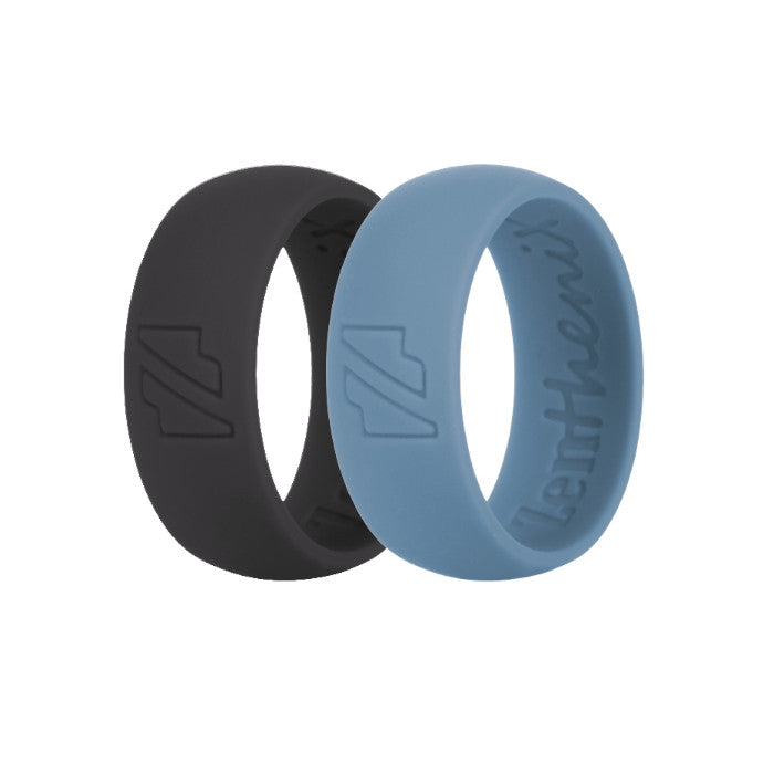 Black & Blue Silicone Rings Duo Stack