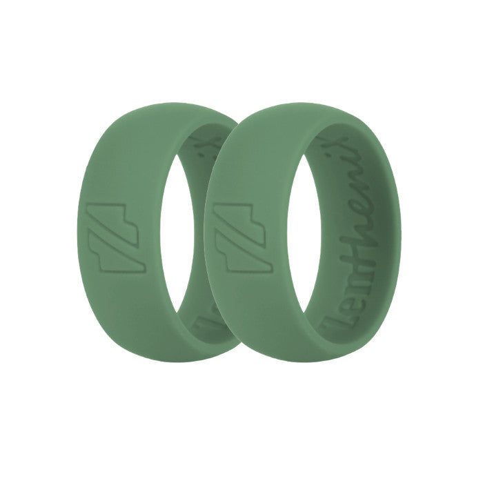 Green Silicone Rings Duo Stack