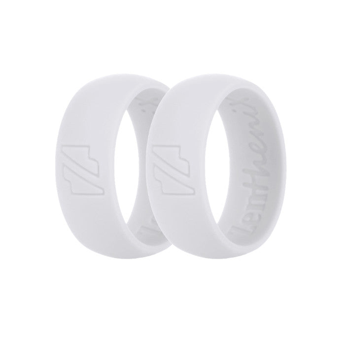 White Silicone Rings Duo Stack