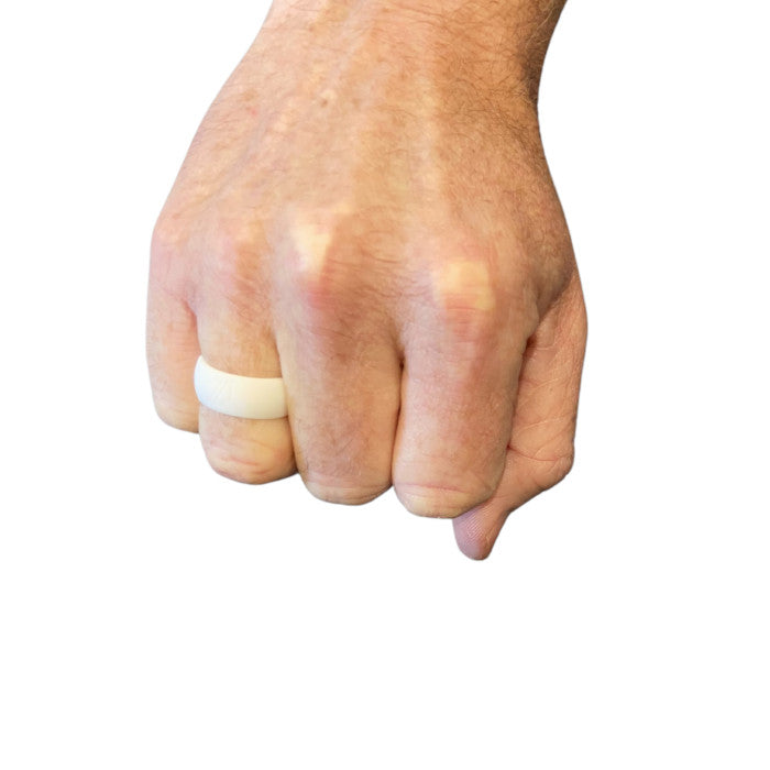 Hand Wearing White Silicone Ring
