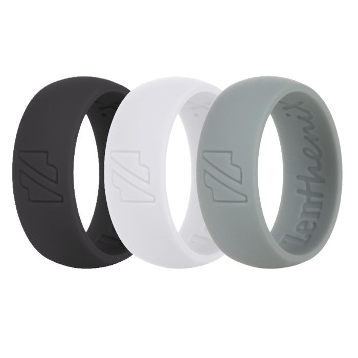 black grey and white silicone rings