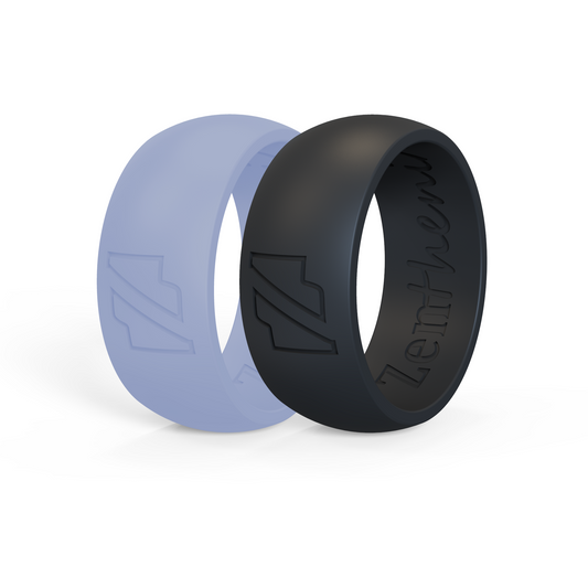 Silicone Rings (8.7mm) - Black, Blue - 2 Pack