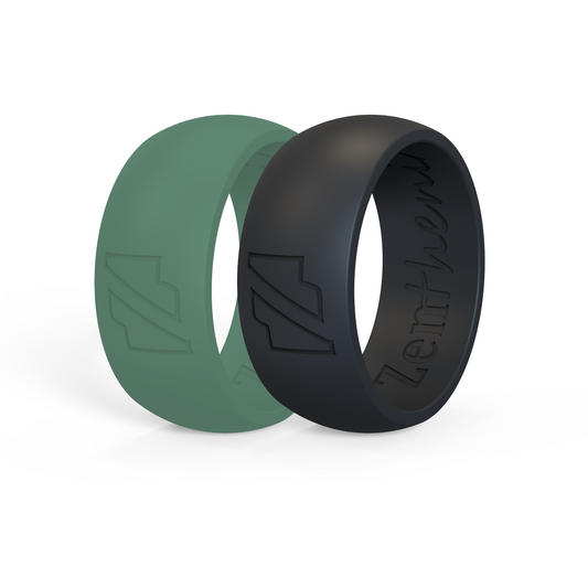 black and green duo silicone rings