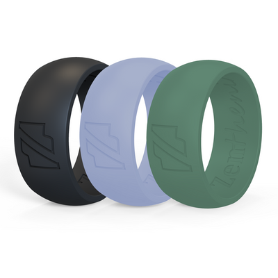 Silicone Rings (8.7mm) - Black, Blue, Green - 3 Pack