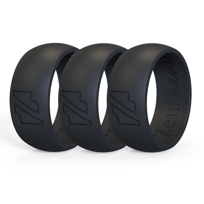 Silicone Rings (8.7mm) - Black - 3 Pack