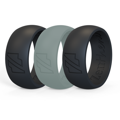 Silicone Rings (8.7mm) - Black, Grey - 3 Pack