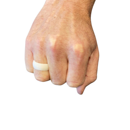 Hand Wearing White Silicone Ring
